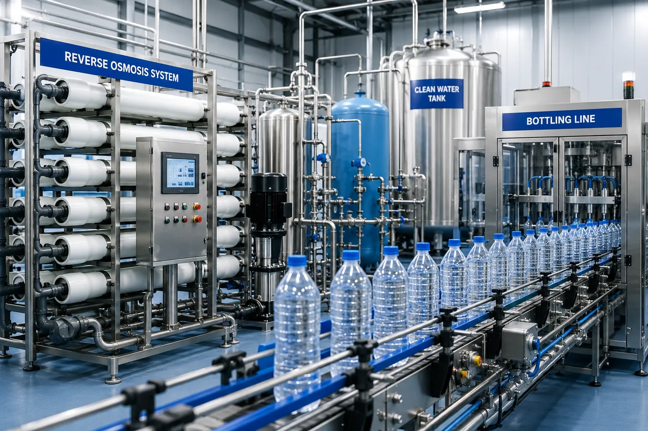 Marang Group spring water bottling facility production line at source — cold-fill process preserving Marang Still Water purity, Rustenburg