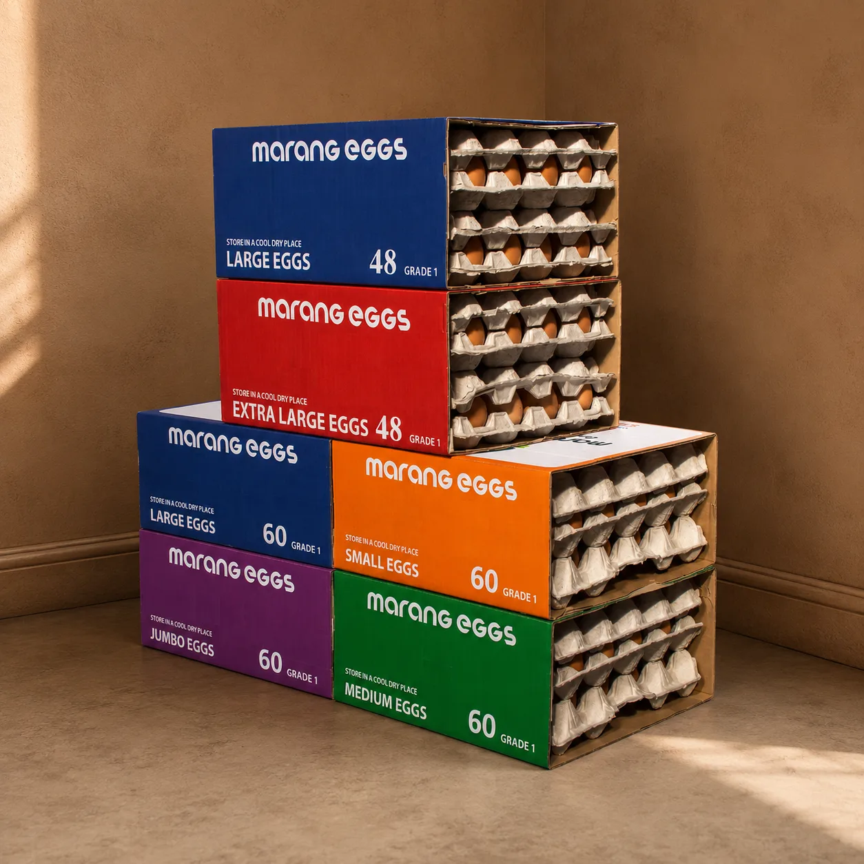Farm fresh eggs in basket — wholesale eggs South Africa from Marang Group, Rustenburg North West Province